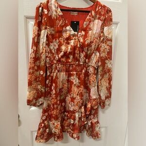 NWT Red and pink floral ruffle dress Size Small